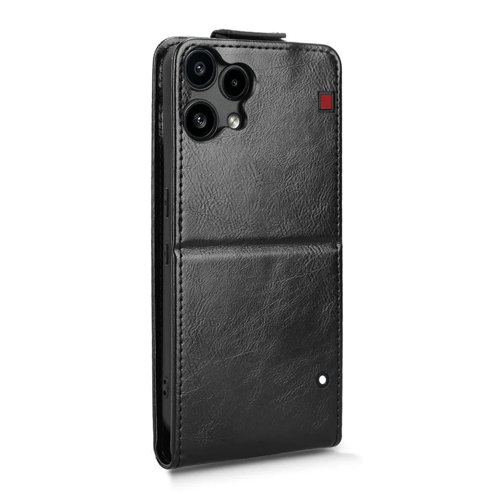 For Nothing Phone (3a) Lite 5G Stand Case Magnetic Clasp Vertical Flip Leather Phone Cover with Card Holder - Black - 7