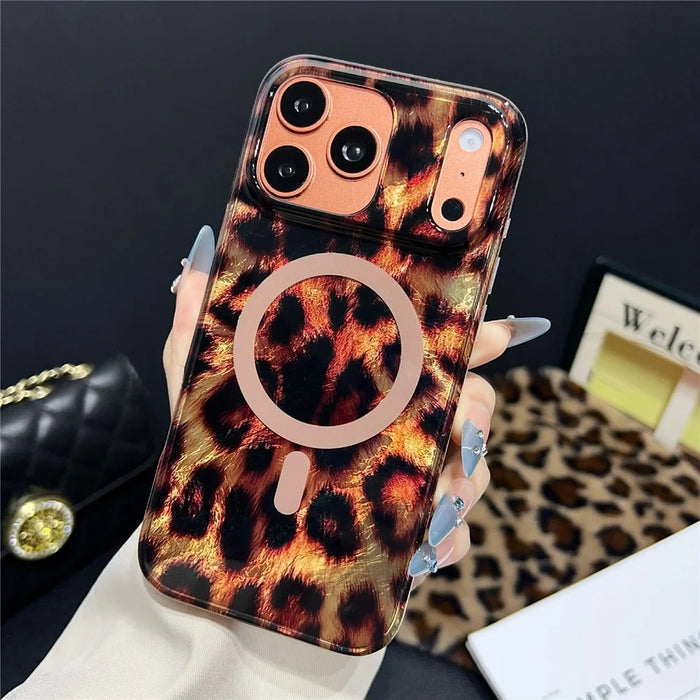 For iPhone 17 Pro Max Case Compatible with MagSafe IMD Leopard Print TPU PC Phone Cover - Style A - 2