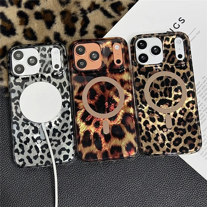 For iPhone 17 Pro Max Case Compatible with MagSafe IMD Leopard Print TPU PC Phone Cover - Style A - 3