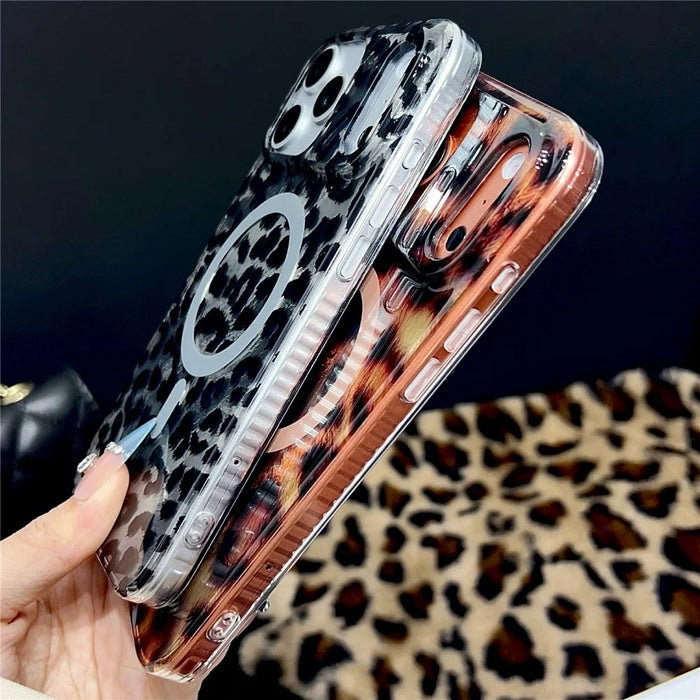 For iPhone 17 Pro Max Case Compatible with MagSafe IMD Leopard Print TPU PC Phone Cover - Style A - 4