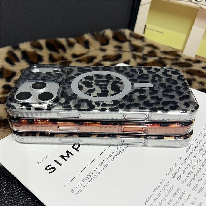 For iPhone 17 Pro Max Case Compatible with MagSafe IMD Leopard Print TPU PC Phone Cover - Style A - 7