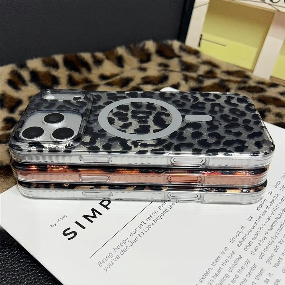 For iPhone 17 Pro Case Compatible with MagSafe IMD Leopard Print TPU PC Phone Cover - Style A - 7