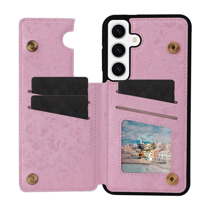 For Samsung Galaxy S26+ Case Flower Leather TPU RFID Blocking Phone Cover Card Slots - Flowers - 2