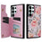 For Samsung Galaxy S26 Ultra Case Flower Leather TPU RFID Blocking Phone Cover Card Slots - Rose - 1
