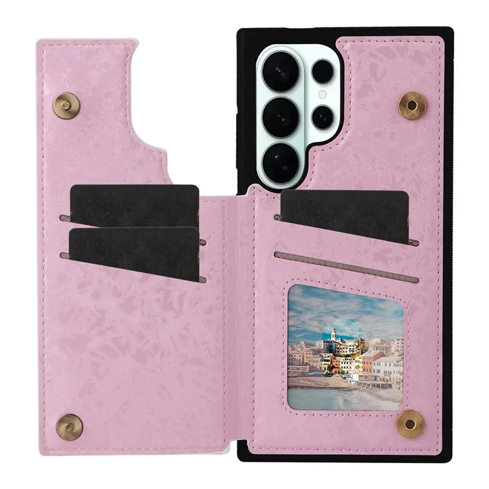 For Samsung Galaxy S26 Ultra Case Flower Leather TPU RFID Blocking Phone Cover Card Slots - Rose - 2