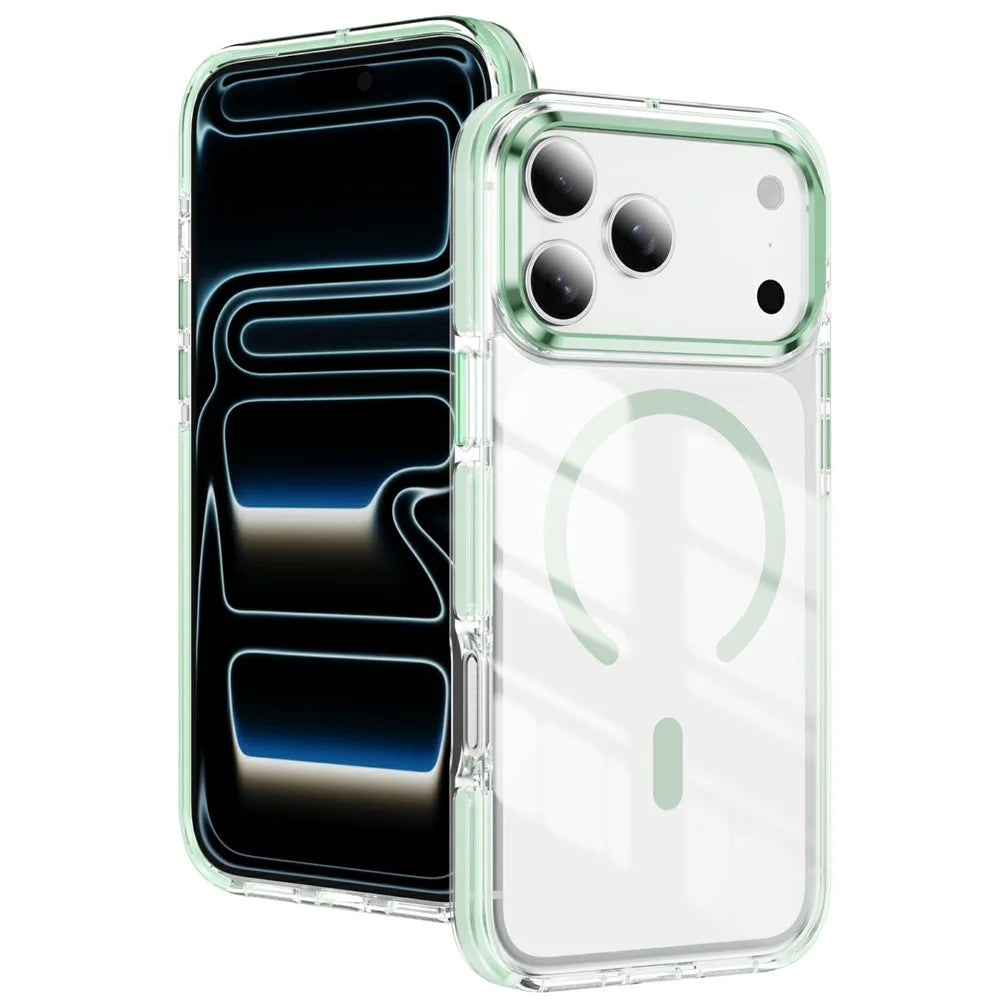 For iPhone 17 Pro Max Case Compatible with MagSafe TPU PC Acrylic Shockproof Clear Phone Back Cover - Mint Green - 1