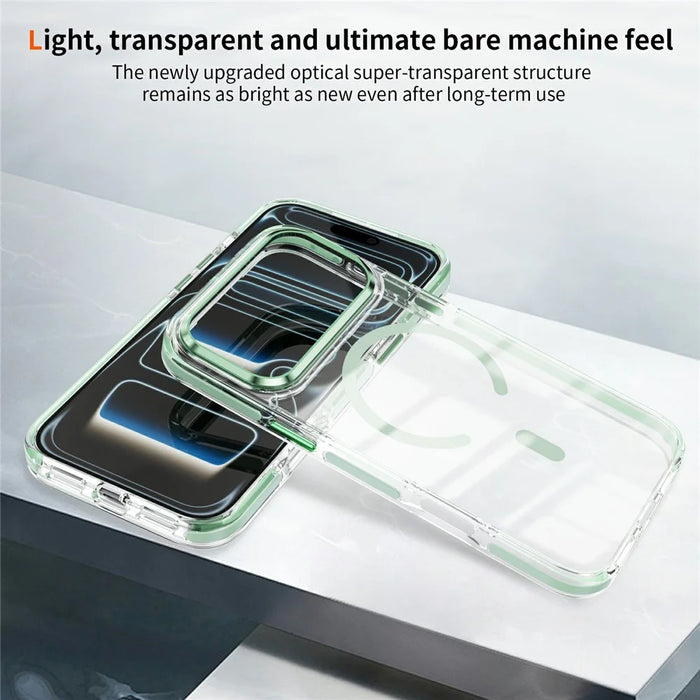 For iPhone 17 Pro Max Case Compatible with MagSafe TPU PC Acrylic Shockproof Clear Phone Back Cover - Mint Green - 4