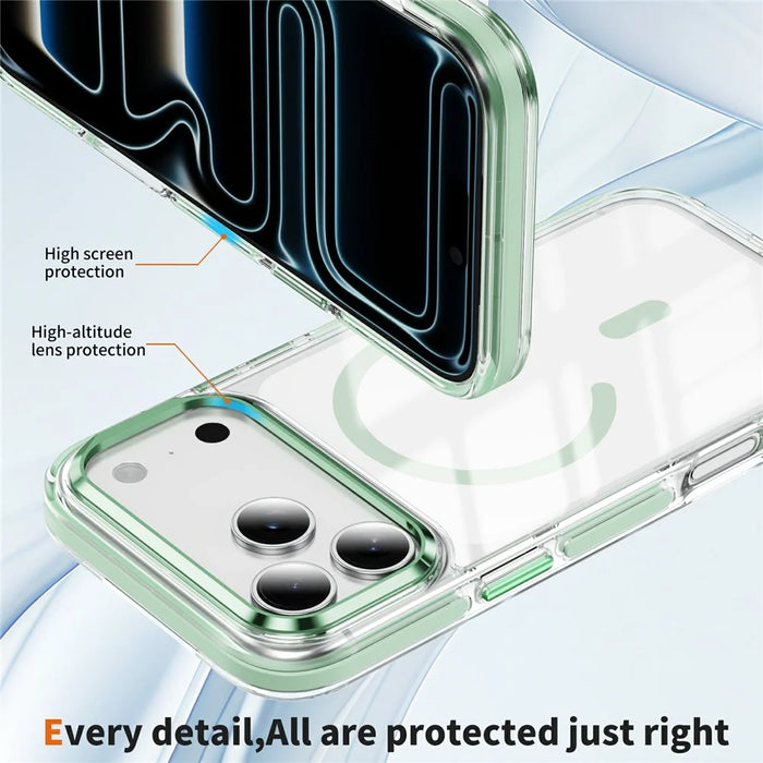 For iPhone 17 Pro Max Case Compatible with MagSafe TPU PC Acrylic Shockproof Clear Phone Back Cover - Mint Green - 5