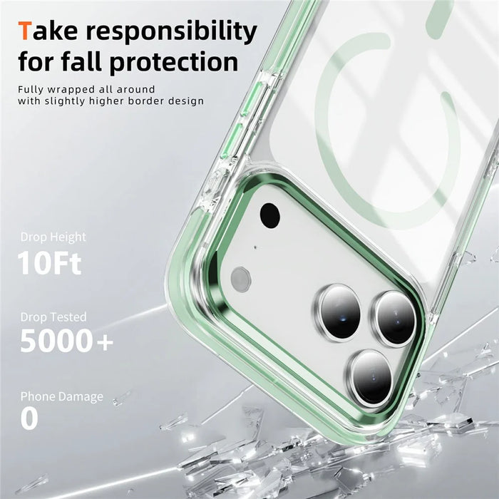 For iPhone 17 Pro Max Case Compatible with MagSafe TPU PC Acrylic Shockproof Clear Phone Back Cover - Mint Green - 6