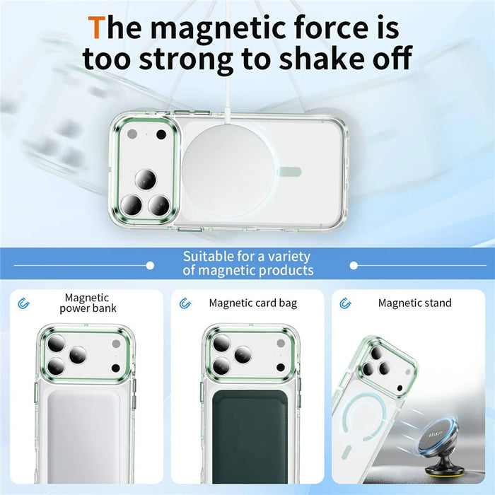 For iPhone 17 Pro Max Case Compatible with MagSafe TPU PC Acrylic Shockproof Clear Phone Back Cover - Mint Green - 7