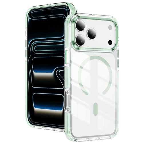 For iPhone 17 Pro Case Compatible with MagSafe TPU PC Acrylic Shockproof Clear Phone Back Cover - Mint Green - 1