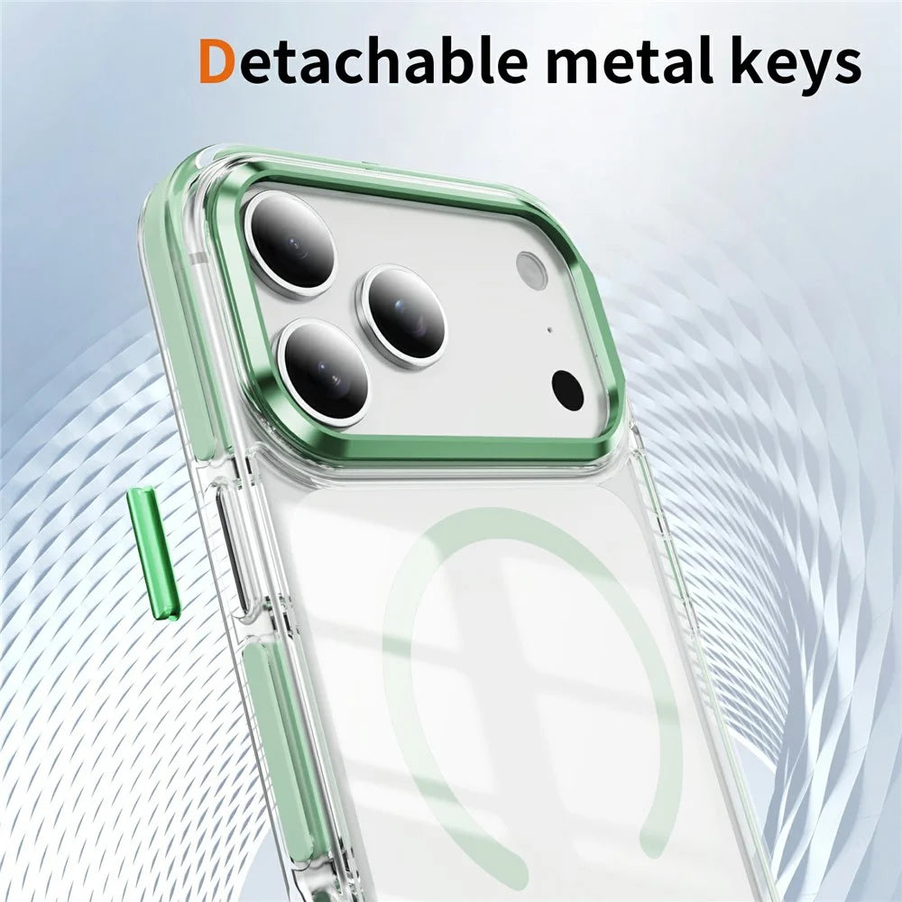 For iPhone 17 Pro Case Compatible with MagSafe TPU PC Acrylic Shockproof Clear Phone Back Cover - Mint Green - 3