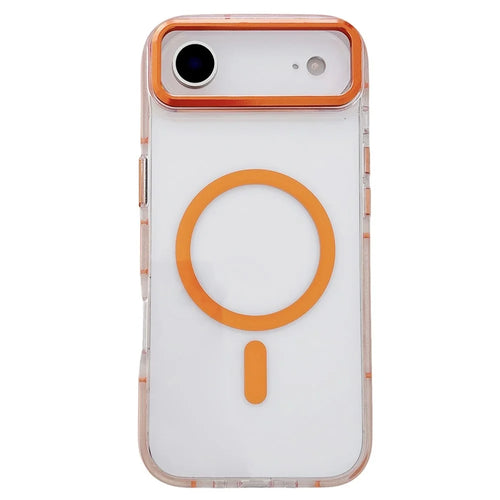 For iPhone Air Case Compatible with MagSafe TPU PC Acrylic Shockproof Clear Phone Back Cover - Orange - 1
