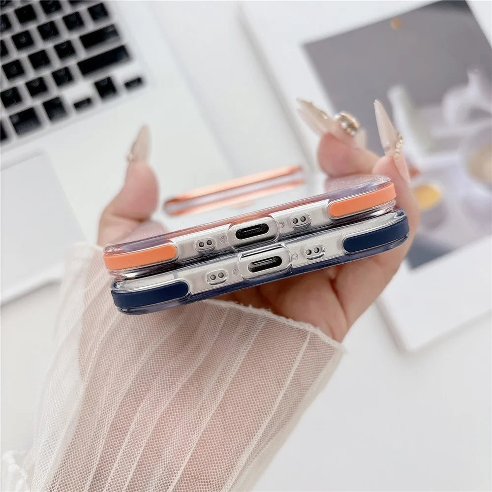 For iPhone Air Case Compatible with MagSafe TPU PC Acrylic Shockproof Clear Phone Back Cover - Orange - 4