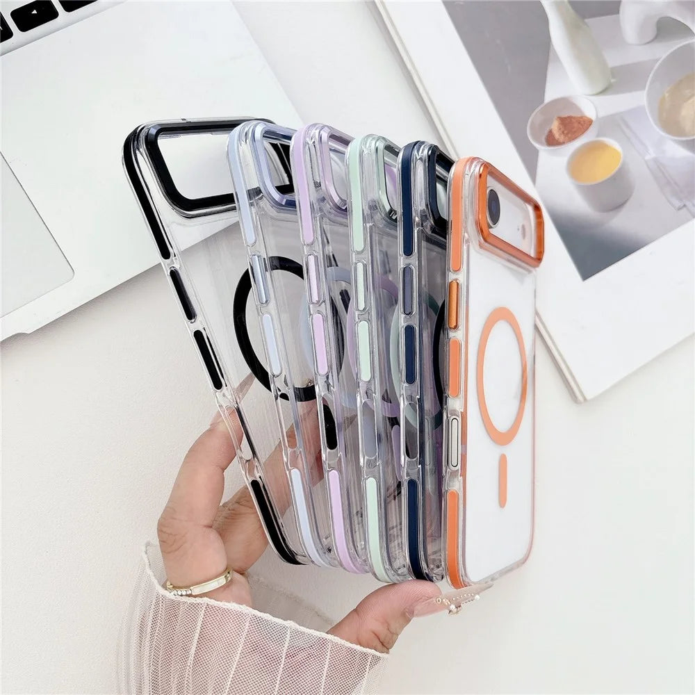 For iPhone Air Case Compatible with MagSafe TPU PC Acrylic Shockproof Clear Phone Back Cover - Orange - 5