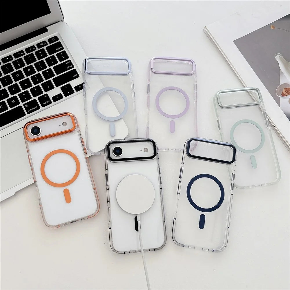 For iPhone Air Case Compatible with MagSafe TPU PC Acrylic Shockproof Clear Phone Back Cover - Orange - 7