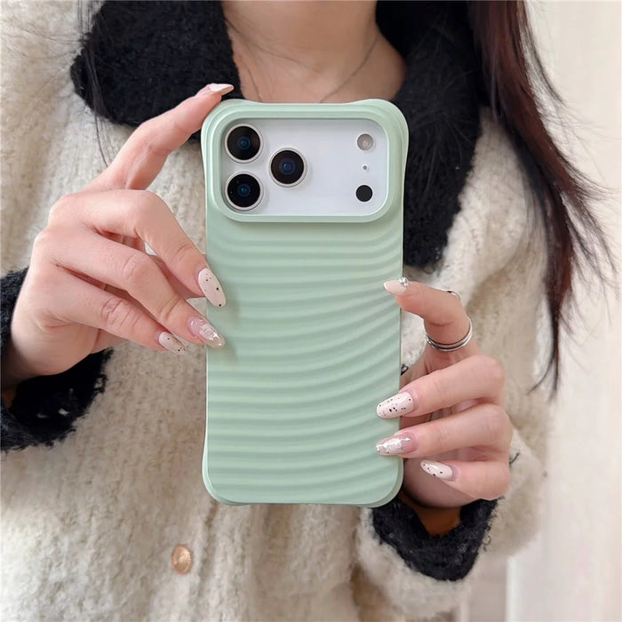 For iPhone 17 Pro Case Wave Pattern Liquid Silicone Shockproof Phone Cover - Light Cyan - 2