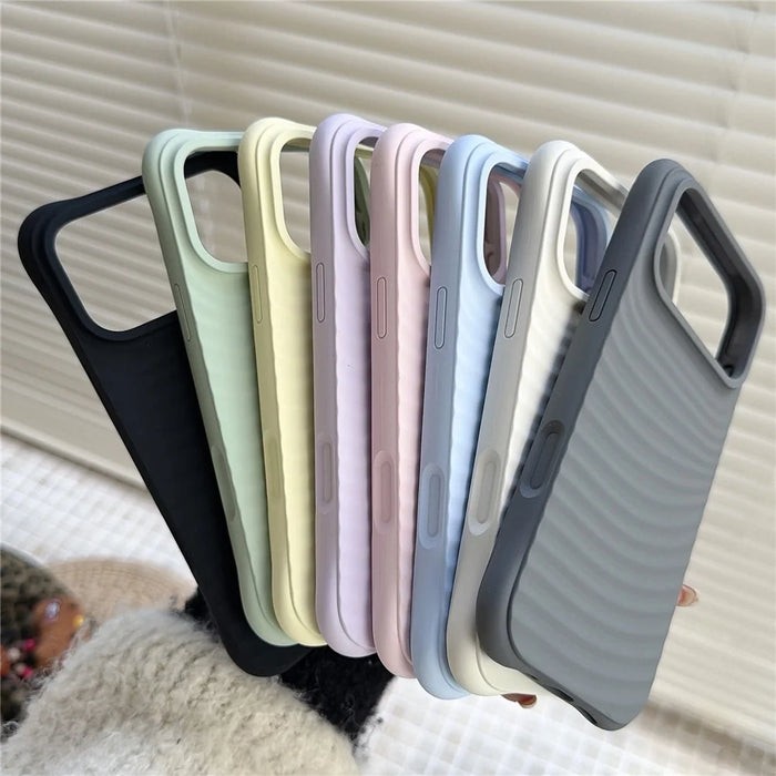 For iPhone 17 Pro Case Wave Pattern Liquid Silicone Shockproof Phone Cover - Light Cyan - 3