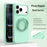 For iPhone 17 Pro Max Magnetic Case Rotating Kickstand Ripple Texture Liquid Silicone Shockproof Phone Cover - Cyan - 2