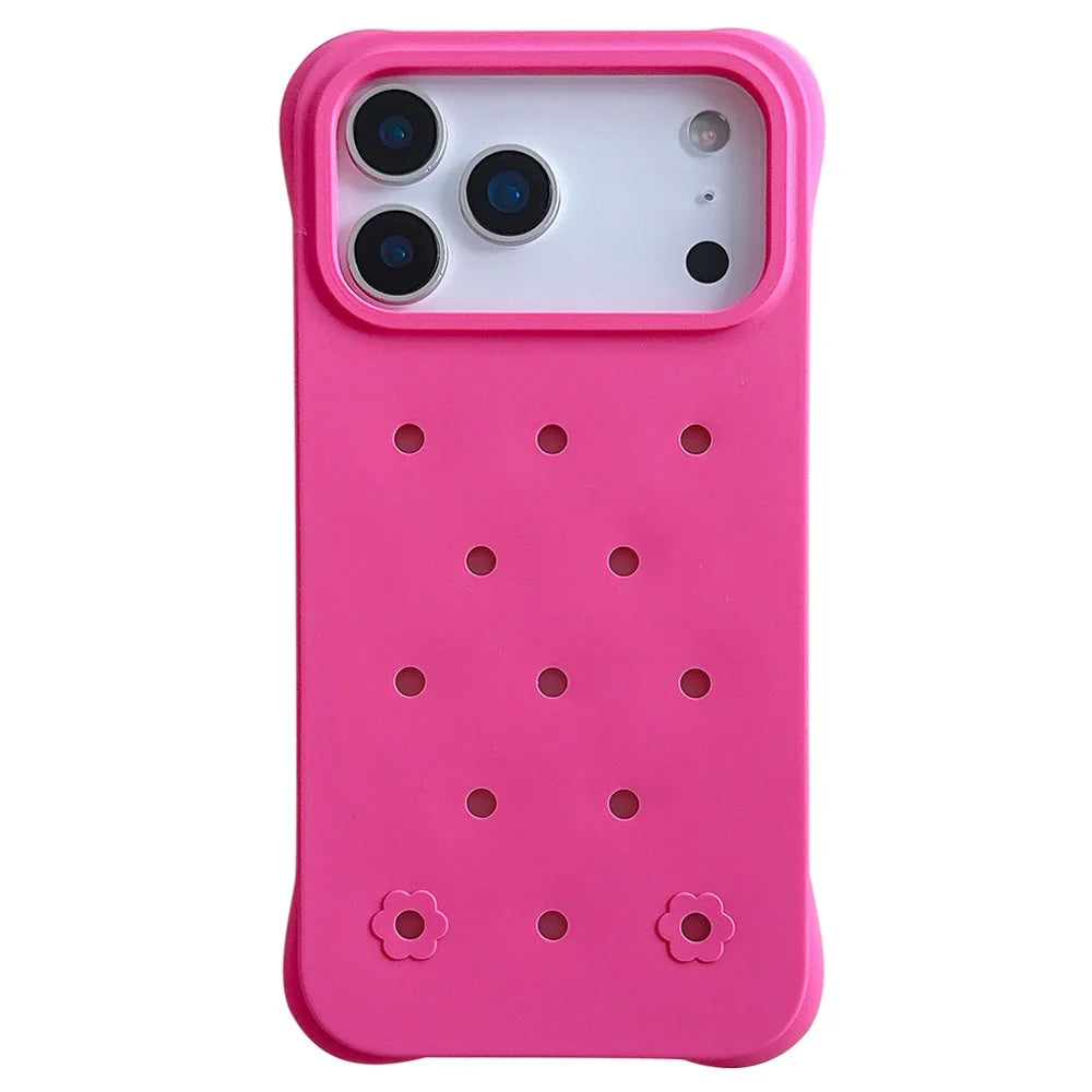 For iPhone 17 Pro Max Case with Multi Holes Four Corners Shockproof Silicone + PC Phone Back Cover - Pink - 1