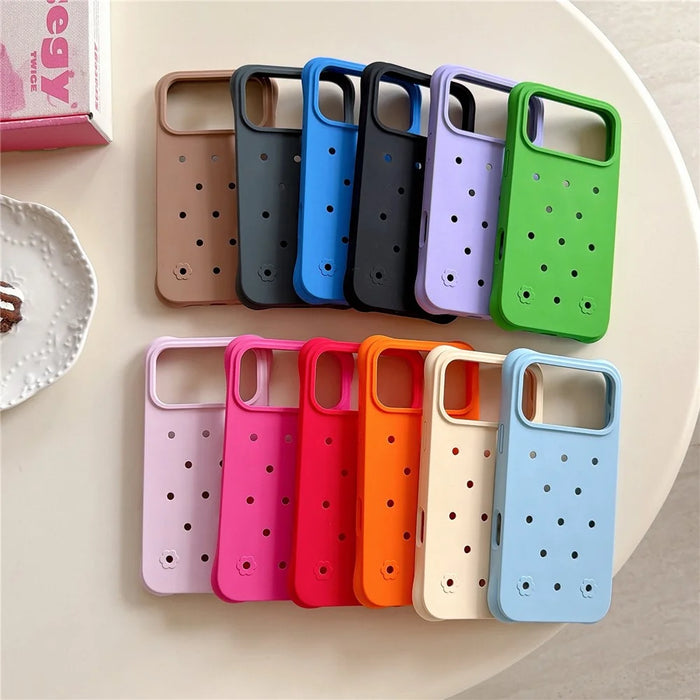 For iPhone 17 Pro Max Case with Multi Holes Four Corners Shockproof Silicone + PC Phone Back Cover - Pink - 3