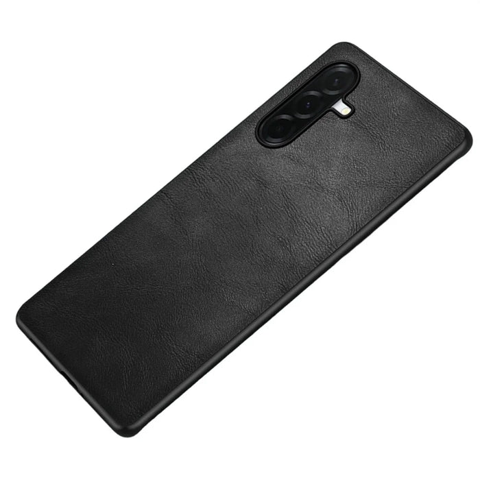 For Samsung Galaxy A57 5G Case Retro Leather Coated PC + TPU Phone Cover - Black - 1