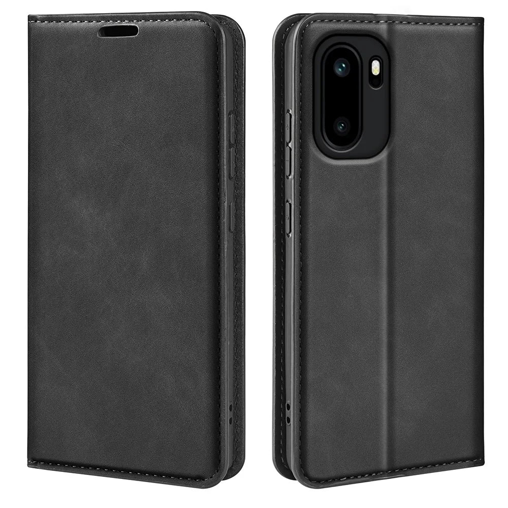 For OnePlus Ace 6 5G Case Skin Touch Leather Wallet Phone Cover - Black - 1