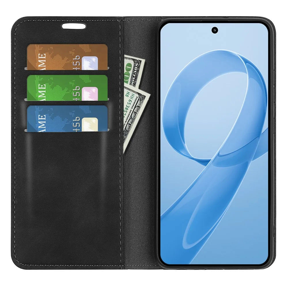 For OnePlus Ace 6 5G Case Skin Touch Leather Wallet Phone Cover - Black - 2