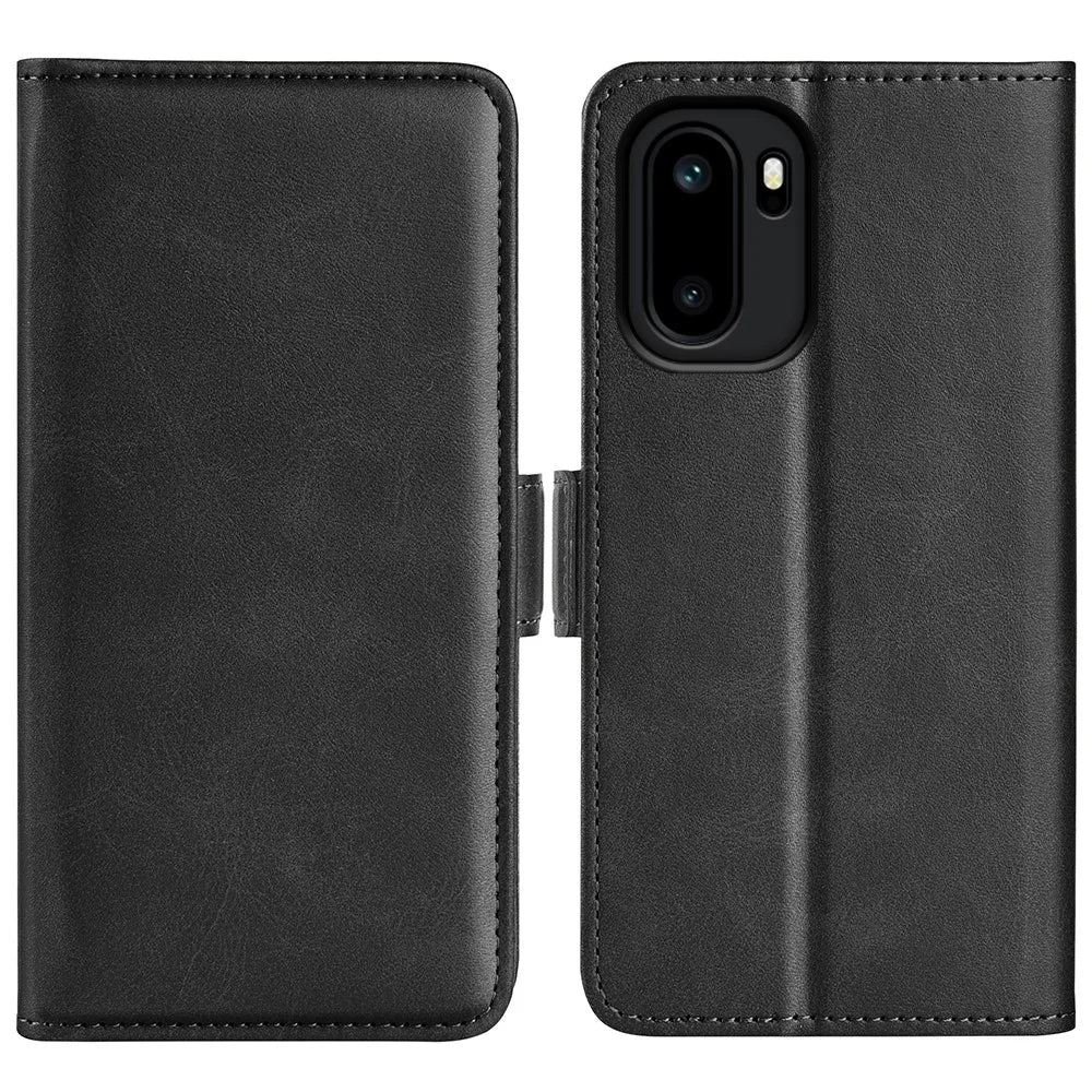 For OnePlus Ace 6 5G Case Calf Texture Leather Wallet Phone Cover - Black - 1