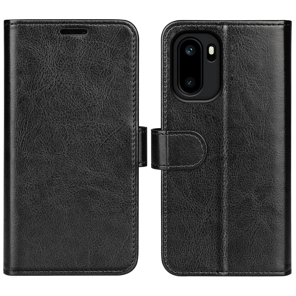 For OnePlus Ace 6 5G Case Crazy Horse Texture Stand Leather Phone Cover - Black - 1