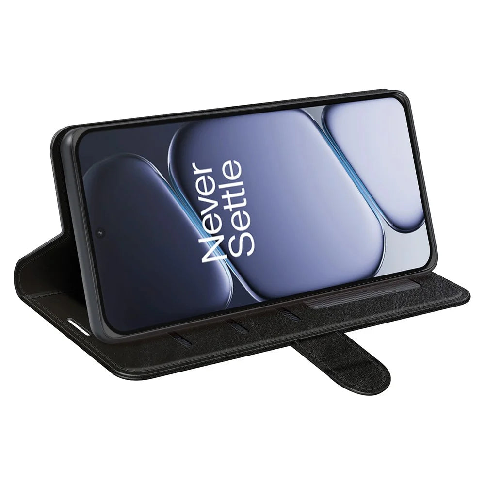 For OnePlus Ace 6 5G Case Crazy Horse Texture Stand Leather Phone Cover - Black - 3