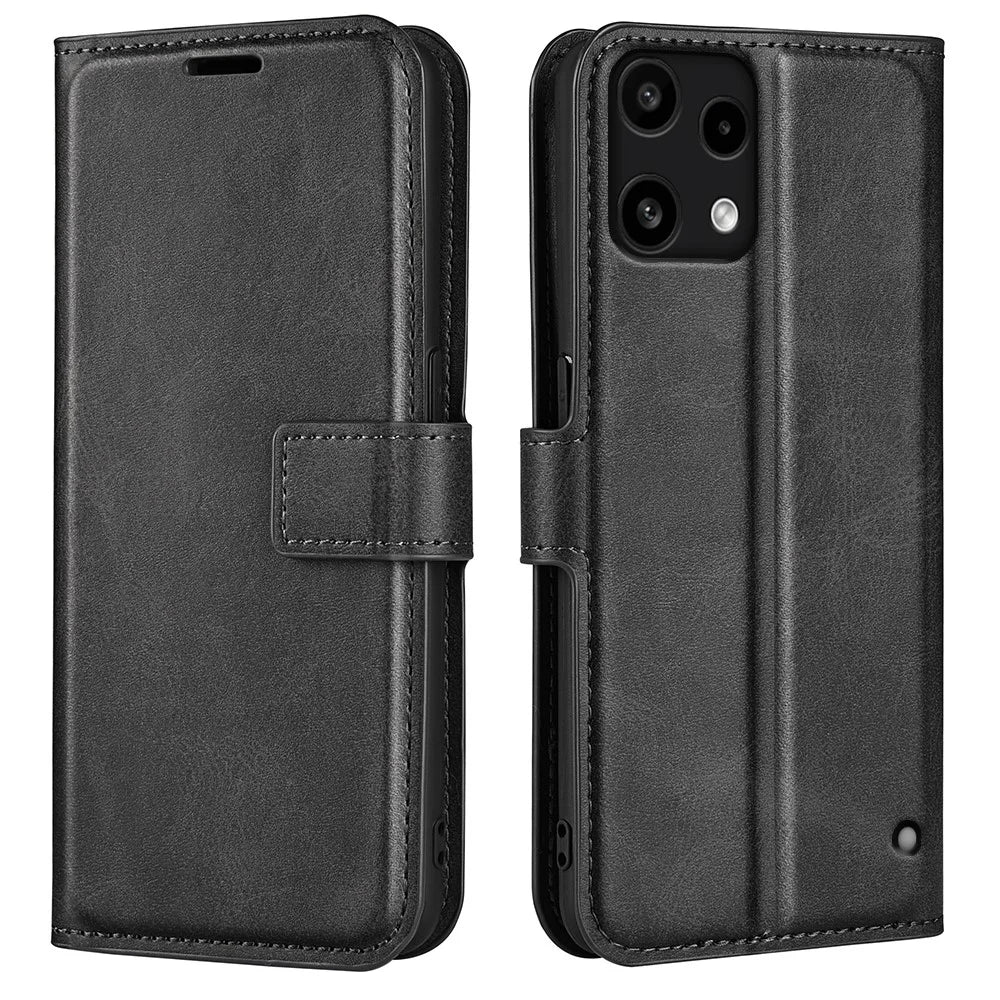 For Nothing Phone (3a) Lite 5G Stand Case Anti-Scratch Calf Texture Leather Phone Cover - Black - 1