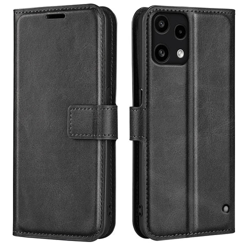 For Nothing Phone (3a) Lite 5G Stand Case Anti-Scratch Calf Texture Leather Phone Cover - Black - 1