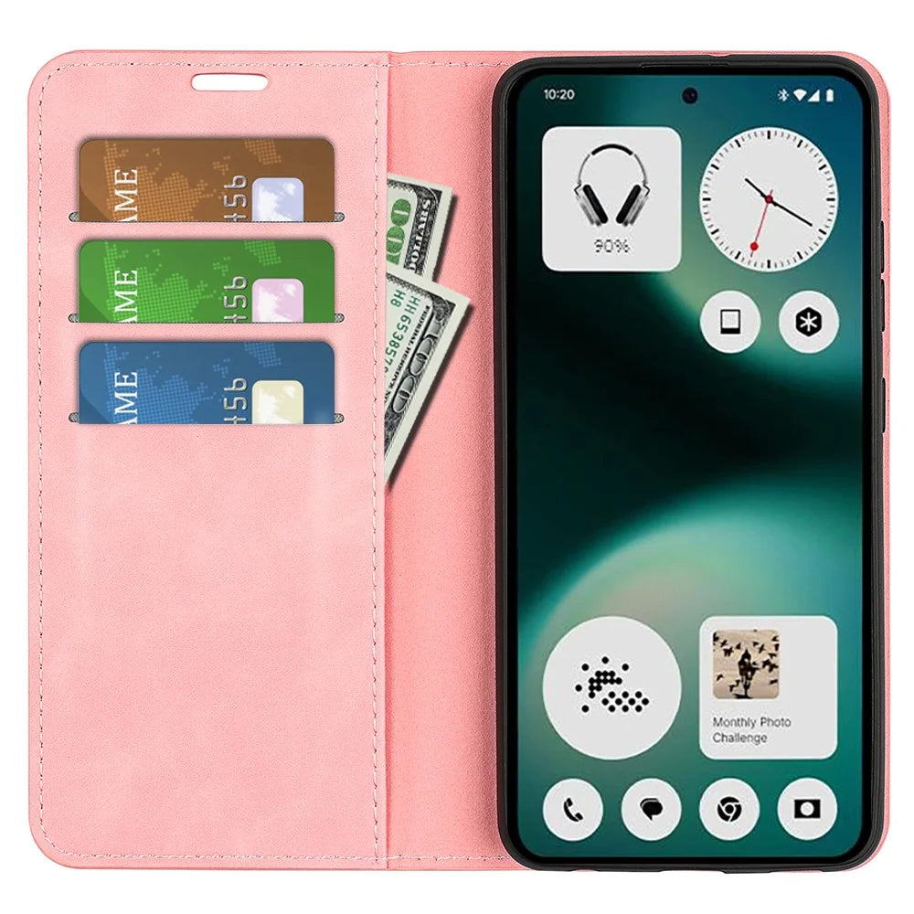 For Nothing Phone (3a) Lite 5G Case Skin Touch Leather Wallet Phone Cover - Pink - 2