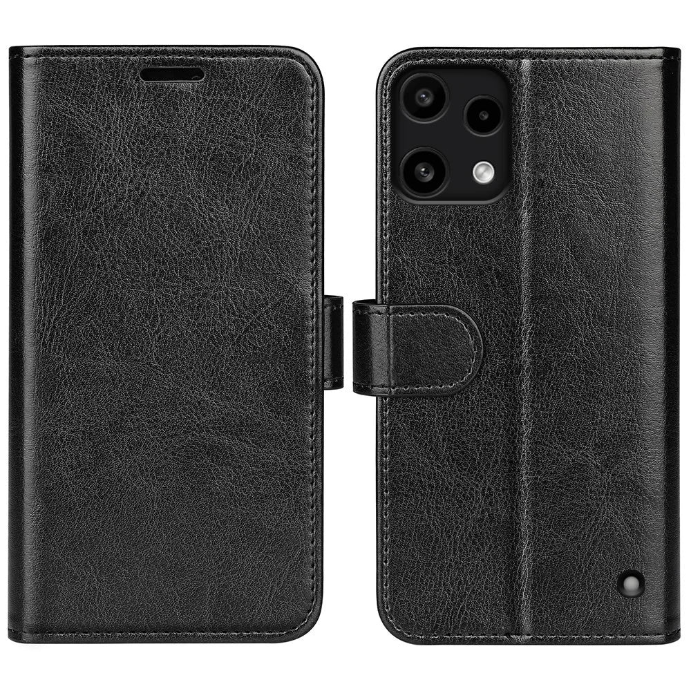 For Nothing Phone (3a) Lite 5G Case Crazy Horse Texture Stand Leather Phone Cover - Black - 1