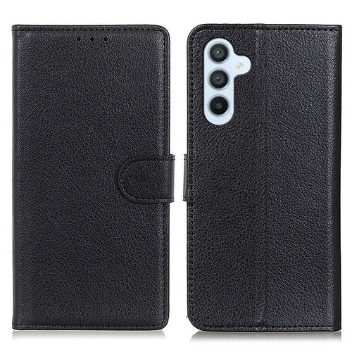 For Samsung Galaxy S26+ Wallet Case PU Leather Phone Cover Litchi Texture - Black - 1
