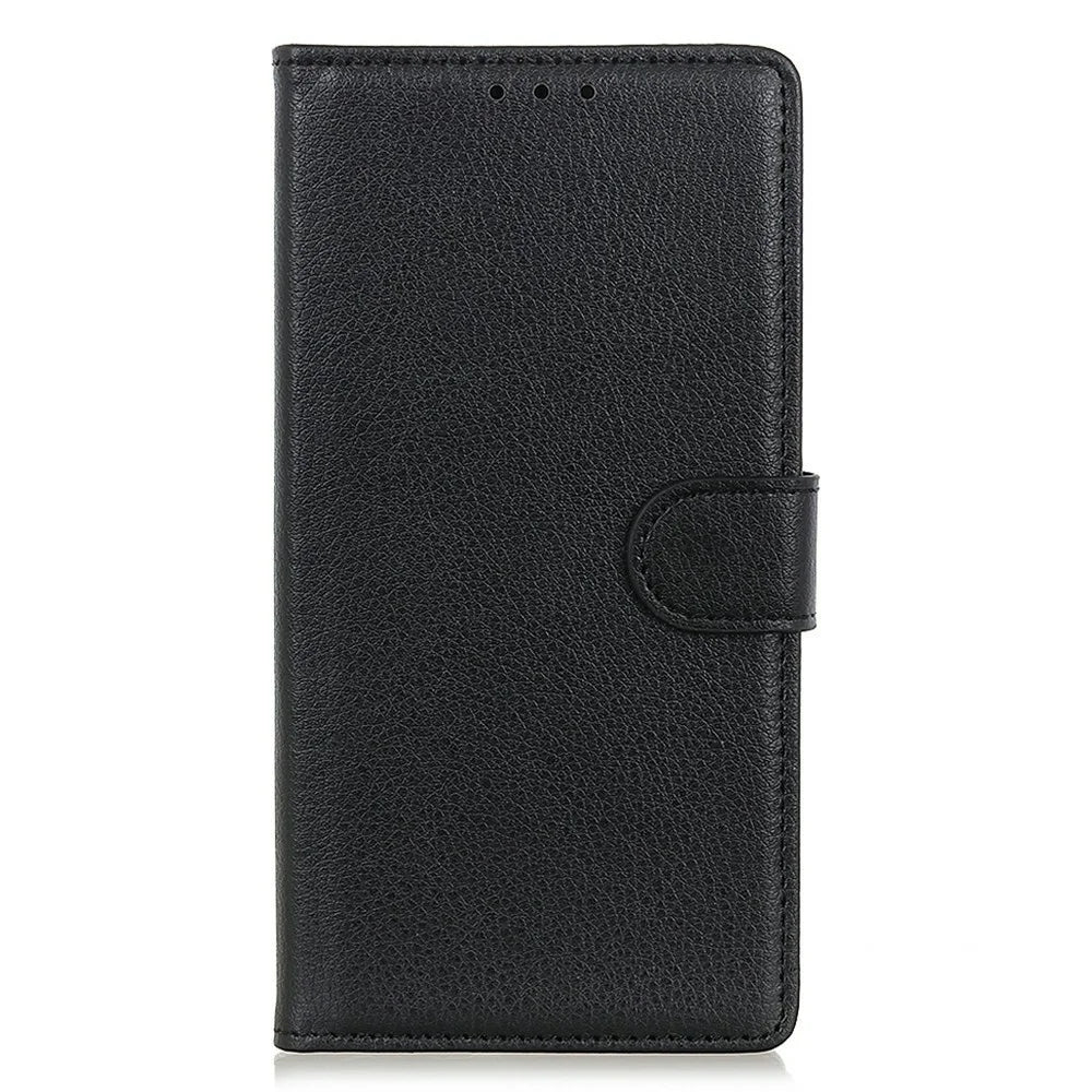 For Samsung Galaxy S26+ Wallet Case PU Leather Phone Cover Litchi Texture - Black - 6