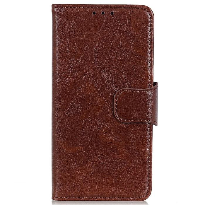 For Samsung Galaxy S26+ Phone Case Nappa Texture Split Leather Wallet Phone Cover - Brown - 6