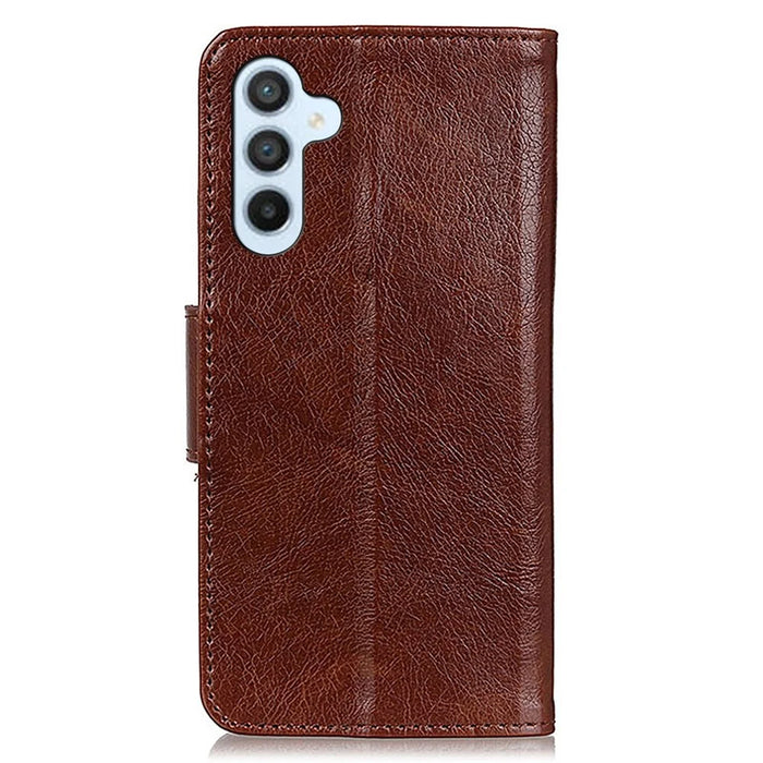 For Samsung Galaxy S26+ Phone Case Nappa Texture Split Leather Wallet Phone Cover - Brown - 7