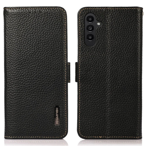 KHAZNEH for Samsung Galaxy S26+ Phone Case Genuine Cow Leather Cover RFID Blocking - Black - 1