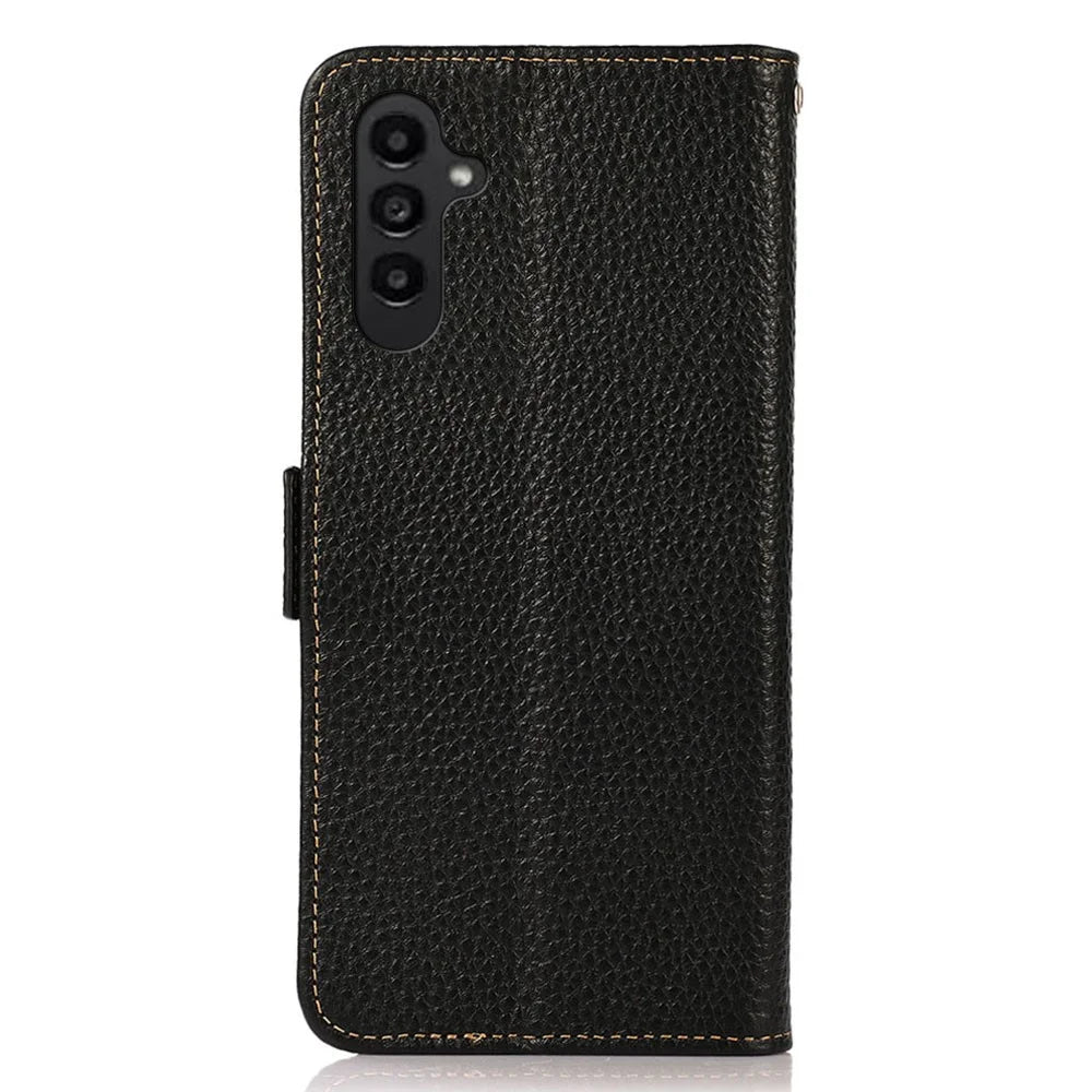 KHAZNEH for Samsung Galaxy S26+ Phone Case Genuine Cow Leather Cover RFID Blocking - Black - 7