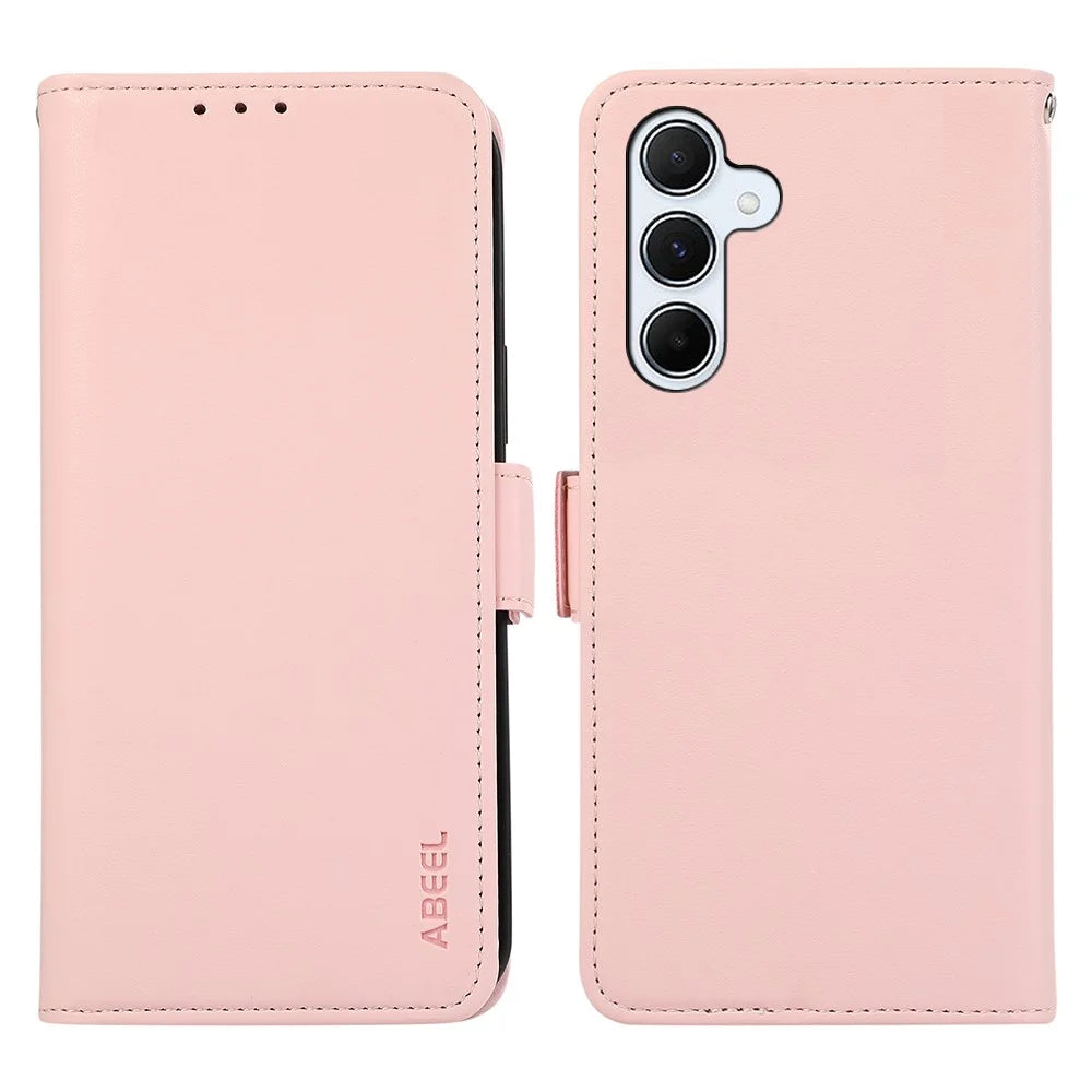 ABEEL For Samsung Galaxy S26+ Case Leather Phone Cover with RFID Blocking Wallet - Pink - 1