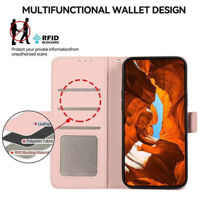 ABEEL For Samsung Galaxy S26+ Case Leather Phone Cover with RFID Blocking Wallet - Pink - 4