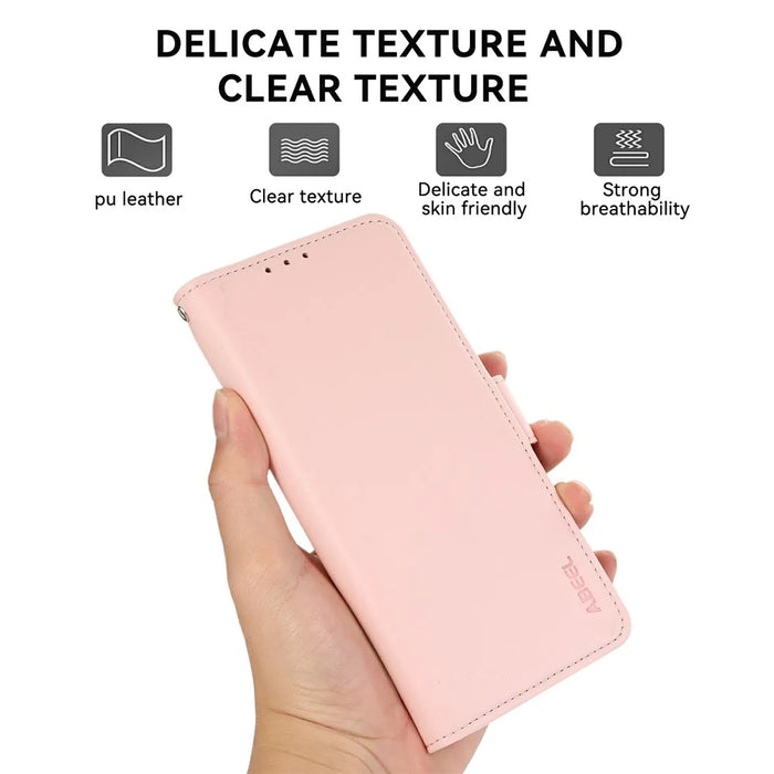 ABEEL For Samsung Galaxy S26+ Case Leather Phone Cover with RFID Blocking Wallet - Pink - 5