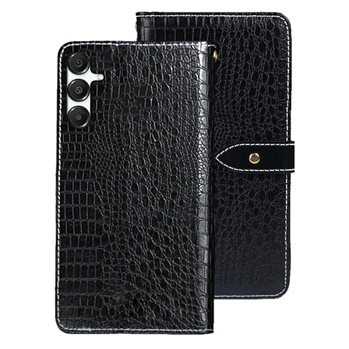 IDEWEI For Samsung Galaxy S26 Case Crocodile Texture PU Leather Flip Phone Cover - Black - 1
