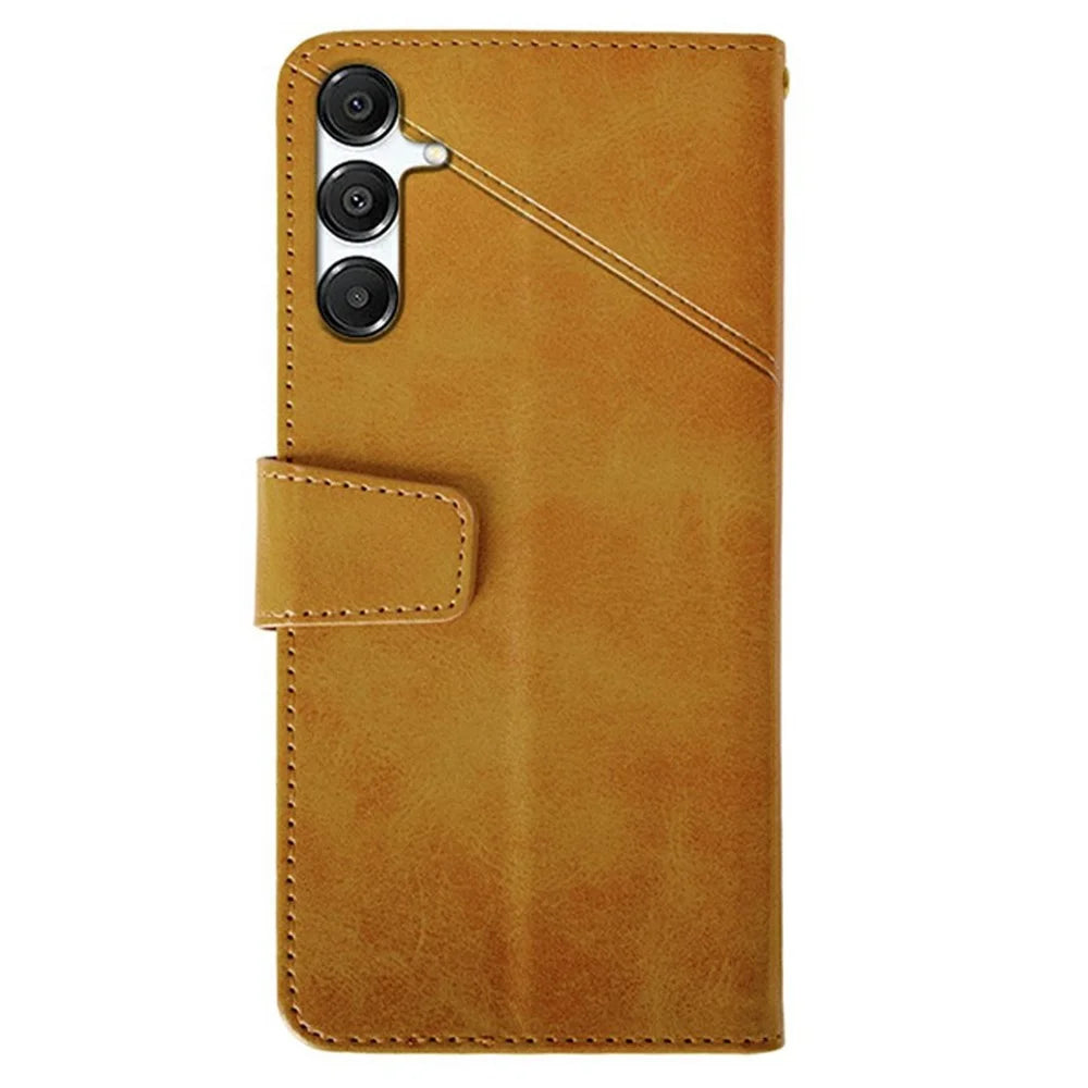 IDEWEI For Samsung Galaxy S26 Case Leather Wallet Phone Cover Stand Calf Texture - Brown - 5