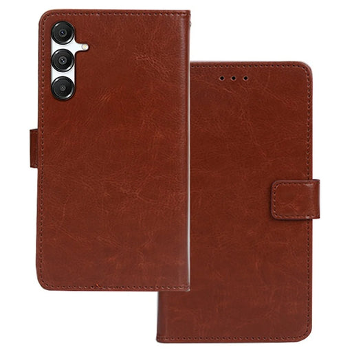 IDEWEI For Samsung Galaxy S26 Case Wallet Leather Phone Cover Crazy Horse Texture - Brown - 1