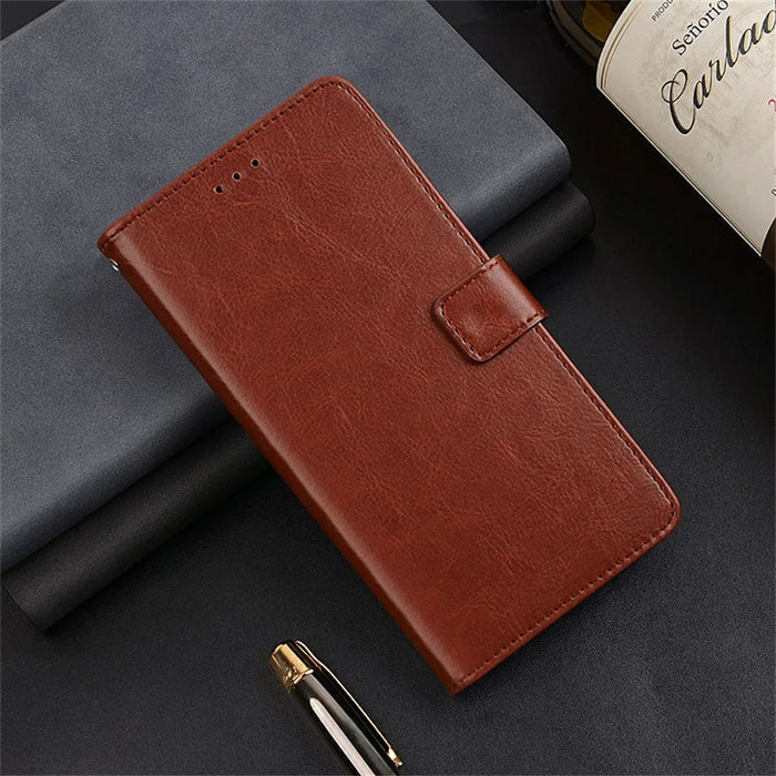 IDEWEI For Samsung Galaxy S26 Case Wallet Leather Phone Cover Crazy Horse Texture - Brown - 4
