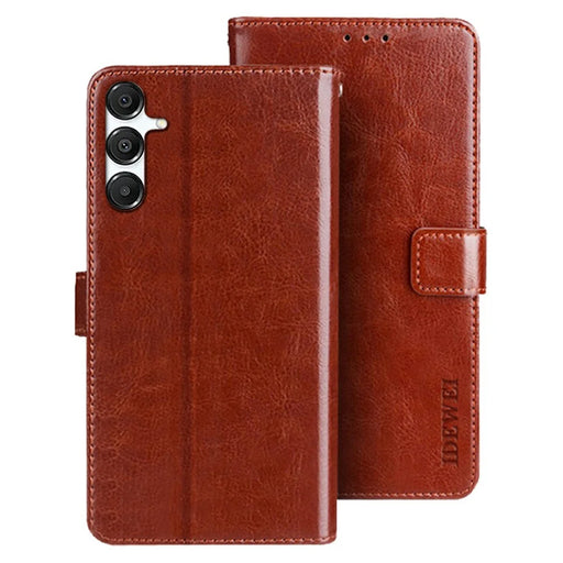 IDEWEI For Samsung Galaxy S26+ Stand Case Crazy Horse Texture Leather Phone Cover - Brown - 1