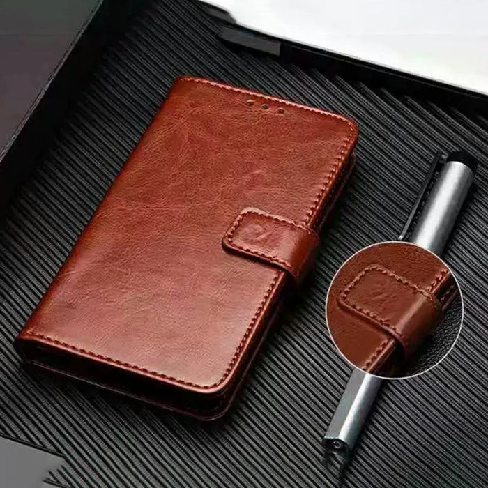 IDEWEI For Samsung Galaxy S26+ Stand Case Crazy Horse Texture Leather Phone Cover - Brown - 6